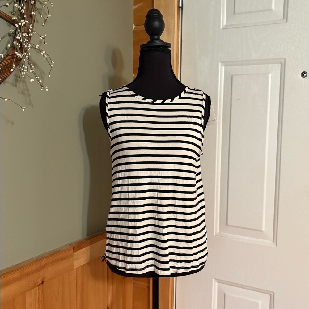 Green Envelope Black and White Extra Soft and CozyTank Top with Tie Back S NWT
